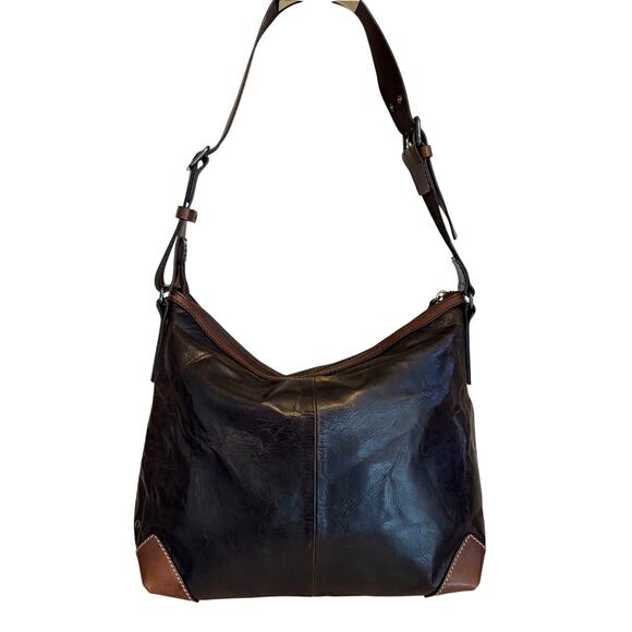 Francesco Biasia Handbags - Francesco Biasia Hobo Shoulder Bag Brown Split Leather Vintage Made in Italy